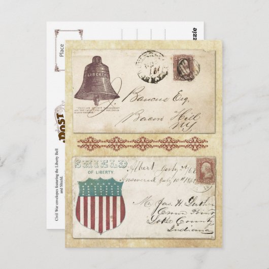 Postmarkierte Zivile Kriegsumschläge mit Liberty B Postkarte (Vorne/Hinten)