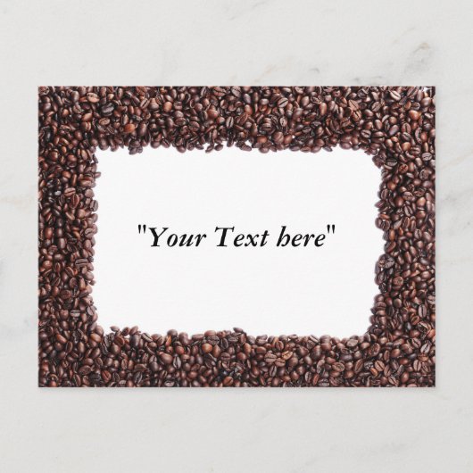 Postmit Kaffebohnen und Textfeld Postkarte (Vorderseite)