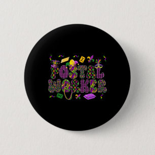 Postmitarbeiter Mardi Gras Symbole Maskierter Narr Button