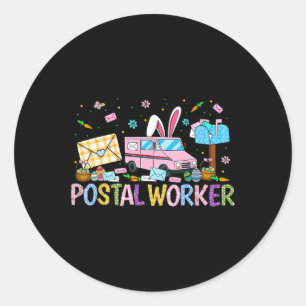 Postmitarbeiter Ostermailträger Osterhase Pos Runder Aufkleber