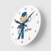 Postmitarbeiter-Strichmännchen Runde Wanduhr (Winkel)