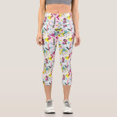 Postmoderne Memphis-Stilmuster Capri Leggings (Vorderseite)