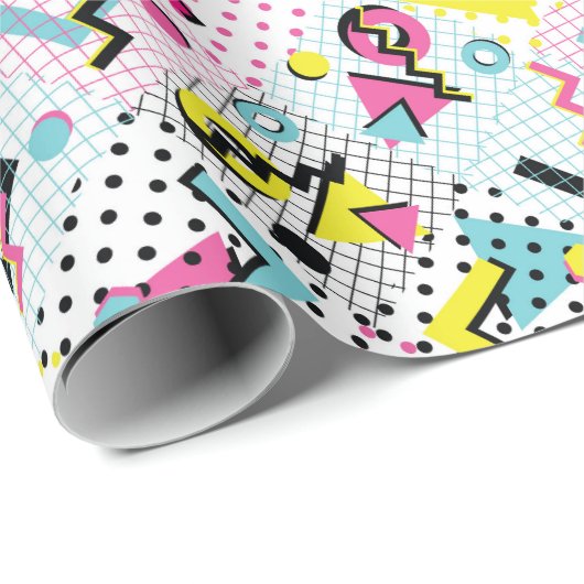 Postmoderne Memphis-Stilmuster Geschenkpapier (Rolleneckpunkt)