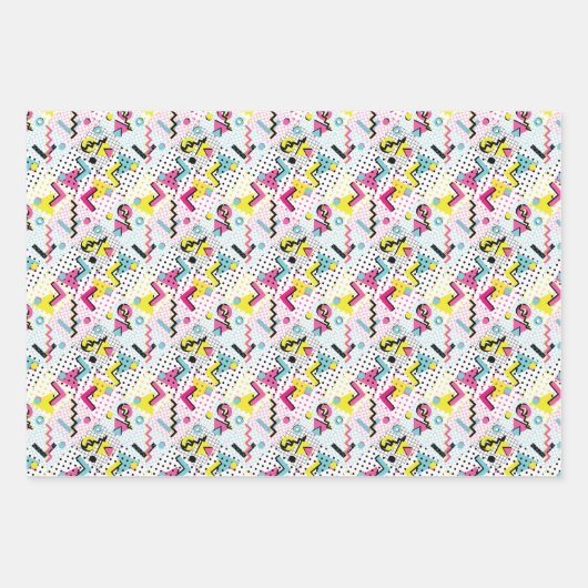 Postmoderne Memphis-Stilmuster Geschenkpapier Set (Vorderseite)
