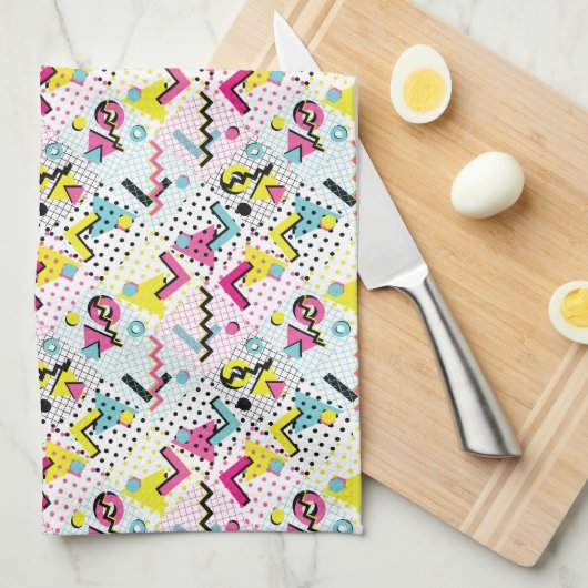 Postmoderne Memphis-Stilmuster Geschirrtuch (Viertel Falte)