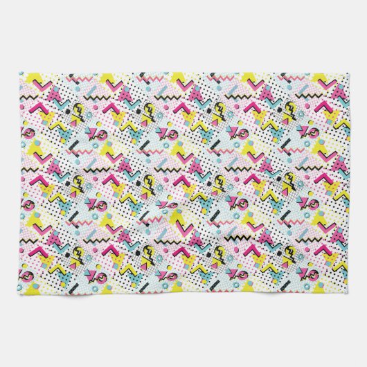 Postmoderne Memphis-Stilmuster Geschirrtuch (Horizontal)