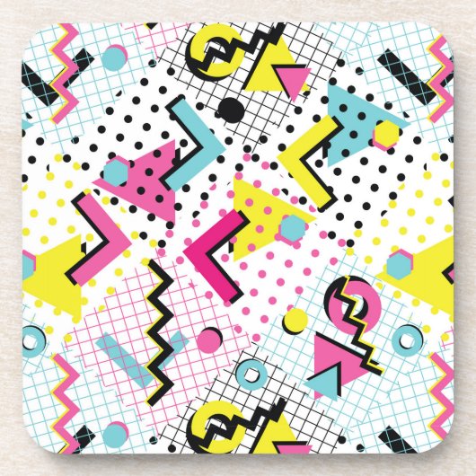 Postmoderne Memphis-Stilmuster Getränkeuntersetzer (Vorderseite)