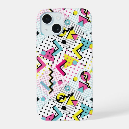 Postmoderne Memphis-Stilmuster iPhone 15 Hülle (Rückseite)