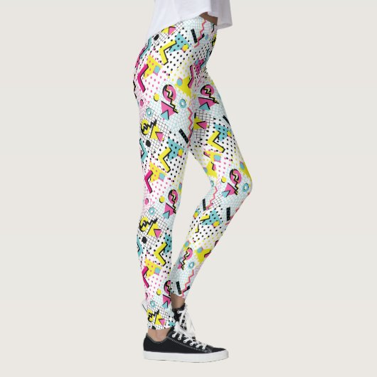 Postmoderne Memphis-Stilmuster Leggings (Rechts)
