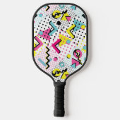 Postmoderne Memphis-Stilmuster Pickleball Schläger (Rückseite)