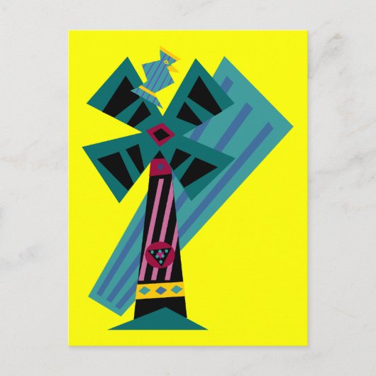 Postmoderne Palm Bird Sans Hintergrund Postkarte (Vorderseite)