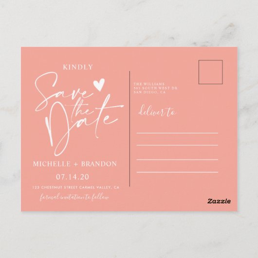 Postmoderne und elegante Kalligraphie Postcard Sav Postkarte (Rückseite)