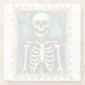 Postmortem Nr. 59 - Skeletton Briefmarke Halloween Glasuntersetzer (Rückseite)