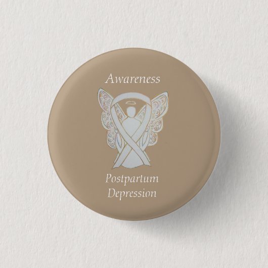 Postpartum Depression Awareness Angel Ribbon Butto Button (Vorderseite)