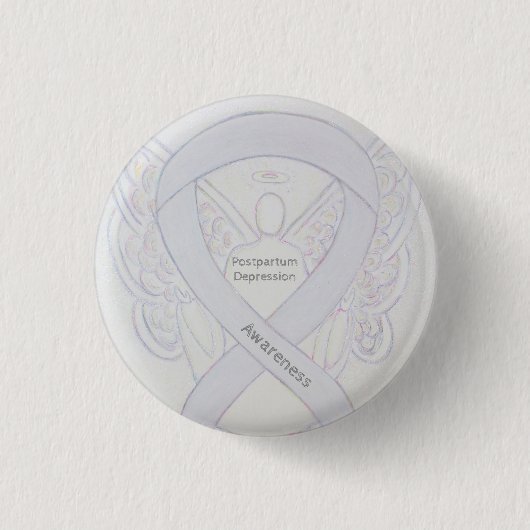Postpartum Depression Awareness Angel Ribbon Butto Button (Vorderseite)