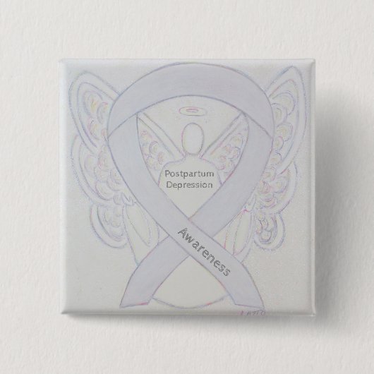 Postpartum Depression Awareness Angel Ribbon Butto Button (Vorderseite)