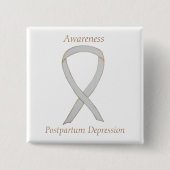 Postpartum Depression Awareness Custom Ribbon Butt Button (Vorderseite)