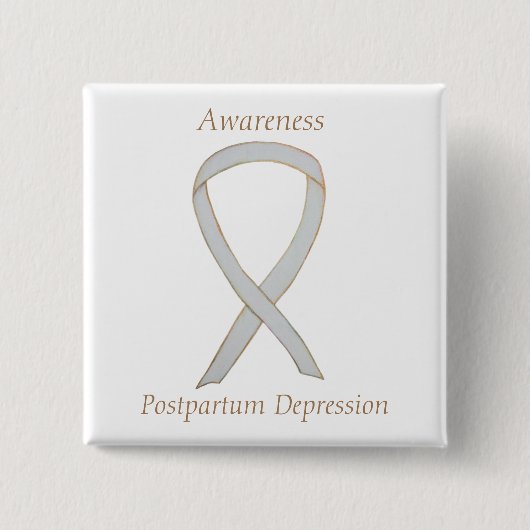 Postpartum Depression Awareness Custom Ribbon Butt Button (Vorderseite)