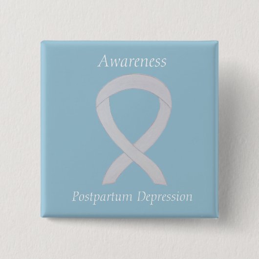 Postpartum Depression Awareness Custom Ribbon Butt Button (Vorderseite)
