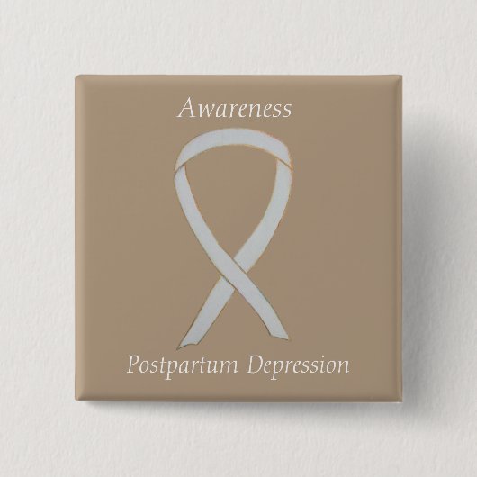 Postpartum Depression Awareness Custom Ribbon Butt Button (Vorderseite)