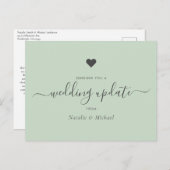 Postpone Wedding Update Elegante Skriptgrün Postkarte (Vorne/Hinten)