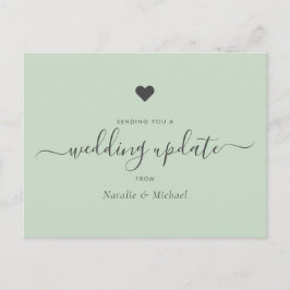 Postpone Wedding Update Elegante Skriptgrün Postkarte