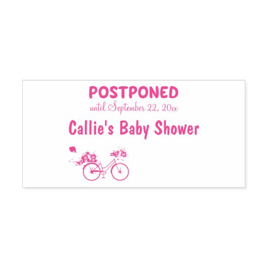 POSTPONED Baby Shower Event Custom Date Bike Permastempel (Design)