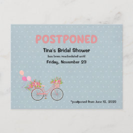 POSTPONED Brautparty Bike und floraler Polka Dot Einladungspostkarte