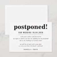 POSTPONED WEDD Ankündigung einfache Informationen