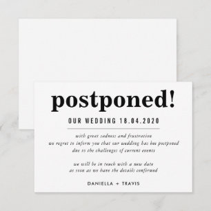 POSTPONED WEDD Ankündigung einfache Informationen