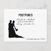 POSTPONED Wedding Date Black and White Silhouette Einladungspostkarte (Vorderseite)
