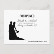 POSTPONED Wedding Date Black and White Silhouette