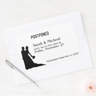 POSTPONED Wedding Silhouette Couple Rechteckiger Aufkleber