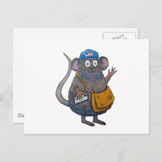 Postpostträger Postmann Vielen Dank, Frau Mouse Postkarte (Vorne/Hinten)