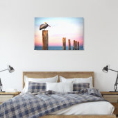 Posts & a Pelican | Fort Myers Beach, Florida Leinwanddruck (Insitu (Schlafzimmer))