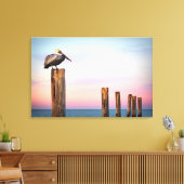 Posts & a Pelican | Fort Myers Beach, Florida Leinwanddruck (Insitu (Wohnzimmer))