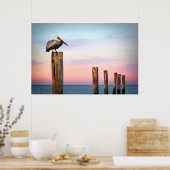 Posts & a Pelican | Fort Myers Beach, Florida Poster (Küche)