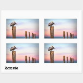 Posts & a Pelican | Fort Myers Beach, Florida Rechteckiger Aufkleber (Blatt)