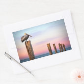 Posts & a Pelican | Fort Myers Beach, Florida Rechteckiger Aufkleber (Umschlag)