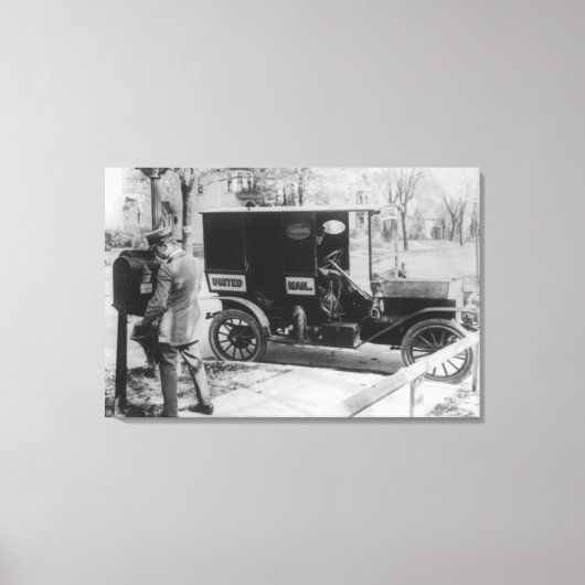 Postträger mit "United Mail"-Automobil Leinwanddruck (Vorderseite)