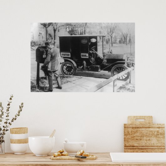 Postträger mit "United Mail"-Automobil Poster (Küche)