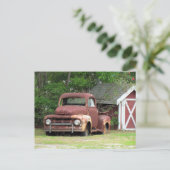 Postübergang - Alter roter Lkw Postkarte (Stehend Vorderseite)