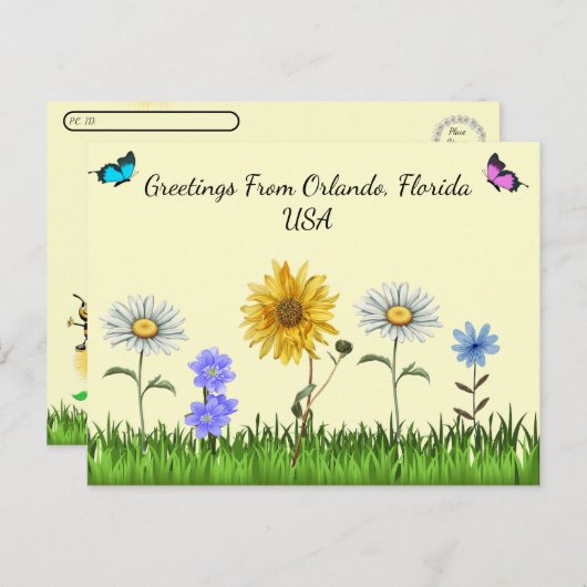 Postüberqueren Niedlicher Blumengruß von der Postk Postkarte (Vorne/Hinten)