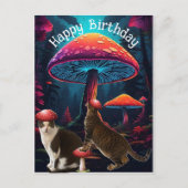 Postüberqueren von Pilzen und Katzen Geburtstag Po Postkarte (Vorderseite)