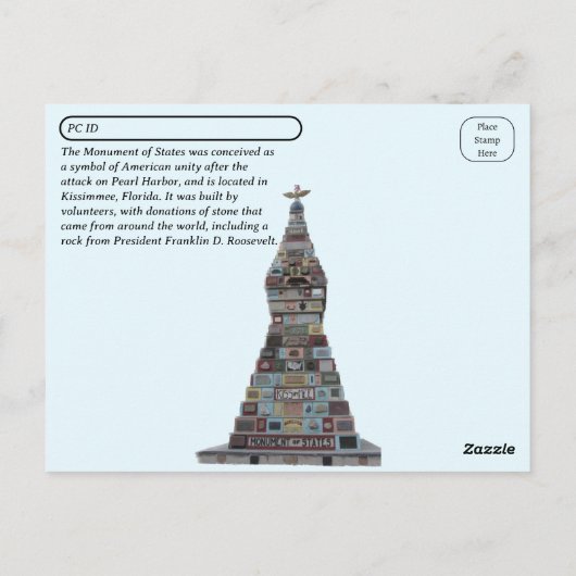 Postüberquerung - Denkmal der Staaten - Florida Postkarte (Rückseite)