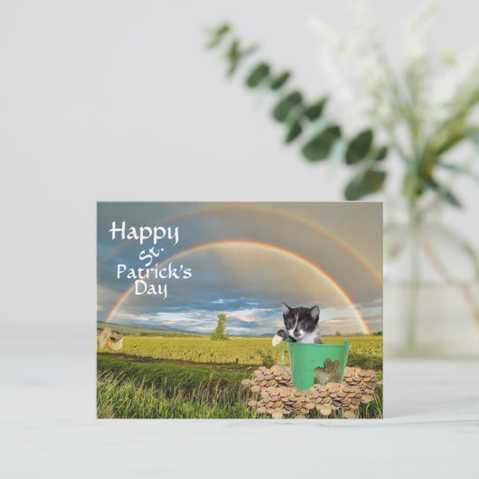 Postüberquerung - Foxi Moxi Cat's St. Patrick's Da Postkarte (Stehend Vorderseite)