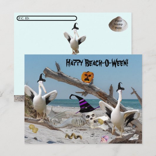Postüberquerung - glückliches StrandHalloween Postkarte (Vorne/Hinten)