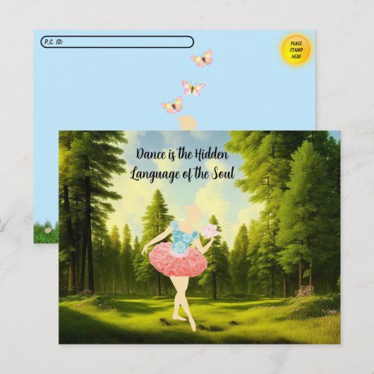 Postüberquerung Kleiner Ballerina Zitat Postkarte (Vorne/Hinten)