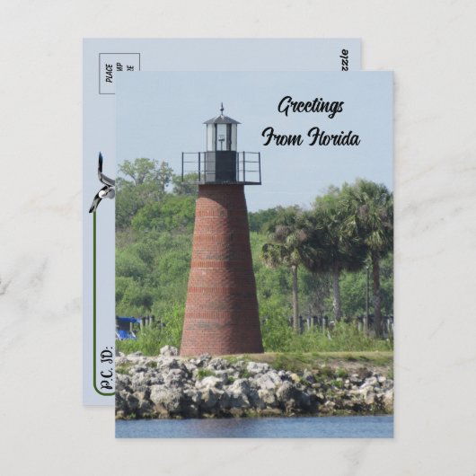 Postüberquerung Leuchtturm See Tohopekaliga Florid Postkarte (Vorne/Hinten)