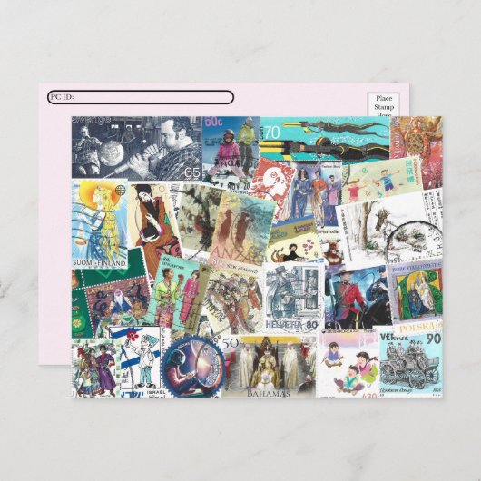 Postüberquerung mit Postage mit Menschen Postkarte (Vorne/Hinten)